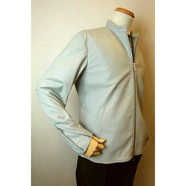 ラウラフェリーチェ Laura Felice レザーブルゾン グレー 秋冬定番品 ライダースジャケット メンズウェアの画像