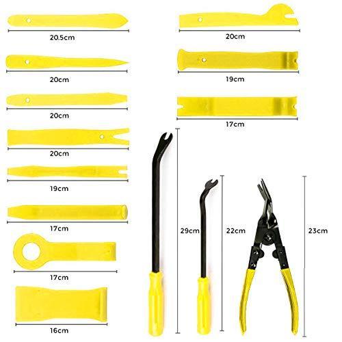 イエロー Poraxy 正規代理店 自動車 内張りはがし 内装はがしセット パネル剥がし 照明器具などのパネ 車内装 脱着工具 クリップクランプツール エアコン