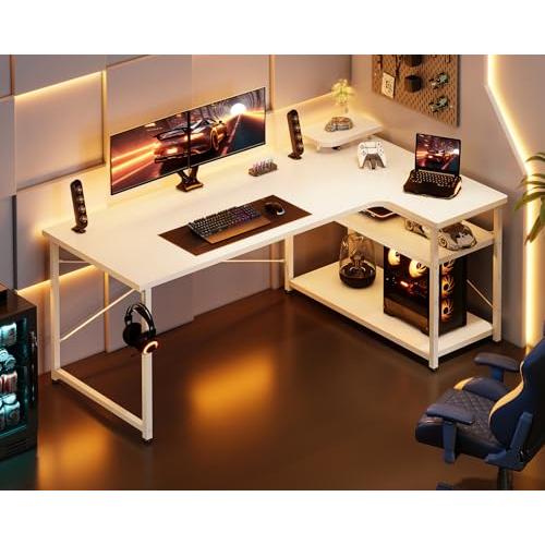 ODK ゲーミングデスク l字 パソコンデスク 幅130 机 デスク desk 棚