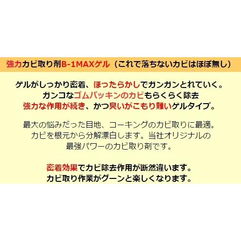 劇的に落ちる  野口商事 最強パワー 強力 カビ取り剤   B-1MAXゲル  根元から分解漂白   お掃除 簡単 楽ちん  しっかり密着するジェルタイプ ・たっぷり220g | ブランド登録なし | 04