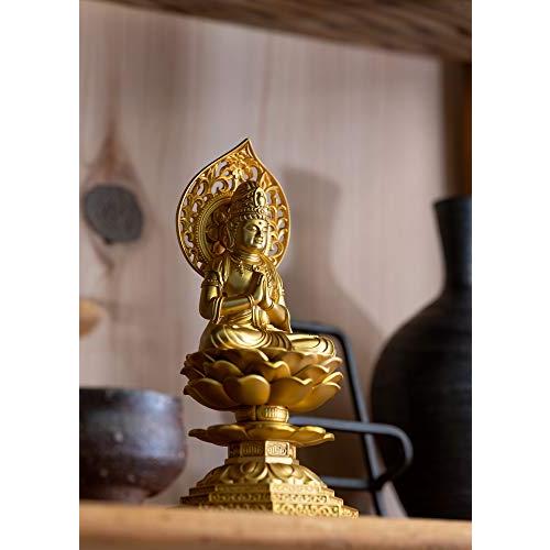 仏像 勢至菩薩 15cm 金メッキ/24金  仏師：牧田秀雲 原型＿ 午年生まれ 十二支守り本尊 干支 高岡銅器 (せいしぼさつ)の画像