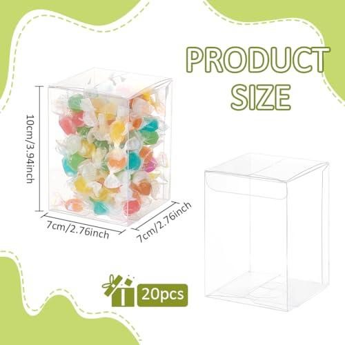 BENECREAT 20個 PVC透明プラスチックケース 長方形 7x7x10cm 折り畳み