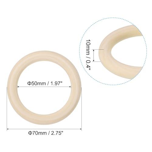 PATIKIL 70mm/2.75" 未仕上げ 木製リング 10個セット DIYクラフトリングペンダントコネクター ウッドカラー | ブランド登録なし | 01