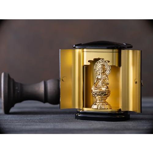 仏像 虚空蔵菩薩(純金メッキ) PC厨子入り 仏師：渡辺景秋 原型＿ 丑・寅年生まれ 干支 十二支 守護本尊 高岡銅器 (こくうぞうぼさつpcZ_1
