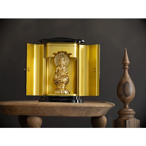 仏像 虚空蔵菩薩(純金メッキ) PC厨子入り 仏師：渡辺景秋 原型＿ 丑・寅年生まれ 干支 十二支 守護本尊 高岡銅器 (こくうぞうぼさつpcZ_2