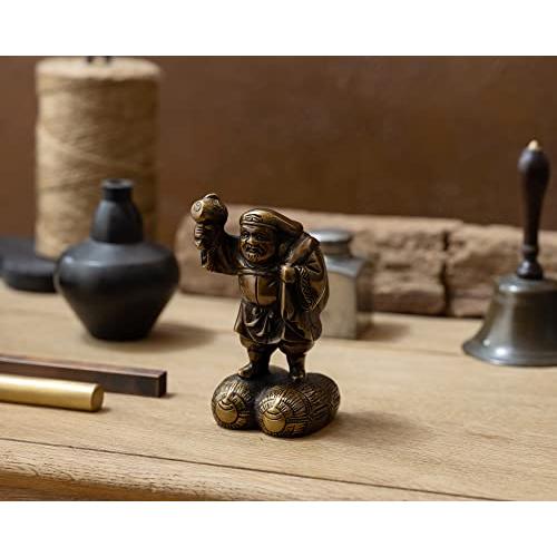 吉兆七福神 大黒天 銅製/上味色 仏師：旭峰 原型＿仏像 置物 七福神