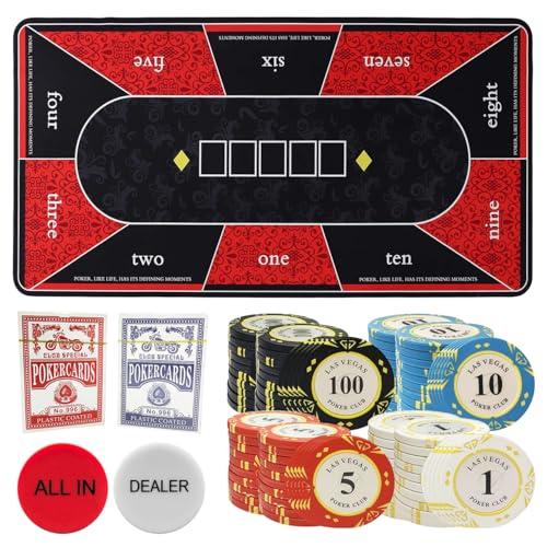 プロ仕様 チップ付き ポーカーマット ポーカーセット ポーカーチップ