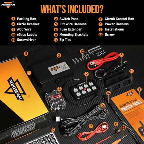 Auxbeam 8ギャングスイッチパネル BA80 自動調光機能付きLED