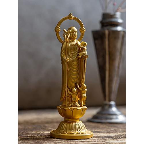 仏像 子安地蔵菩薩 10.5cm(金メッキ/24金) 仏師：牧田秀雲 原型＿『安産祈願・子育ての守護尊・水子供養』 高岡銅器 (こやすじぞうぼさつS)の画像