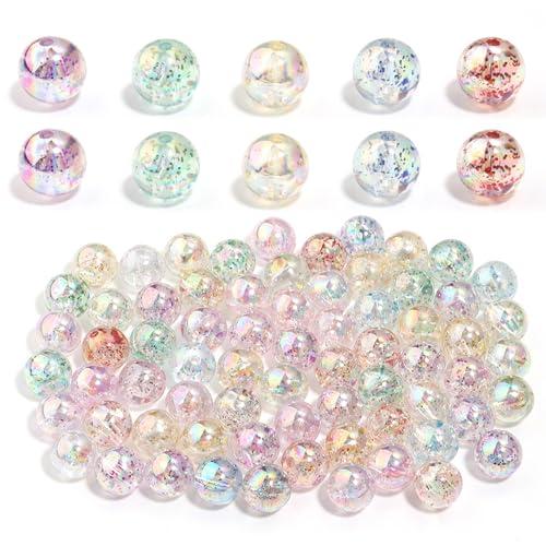 PAVIKE ラメビーズ 12mm ラメ入り 混色ビーズ 50個入り 丸玉