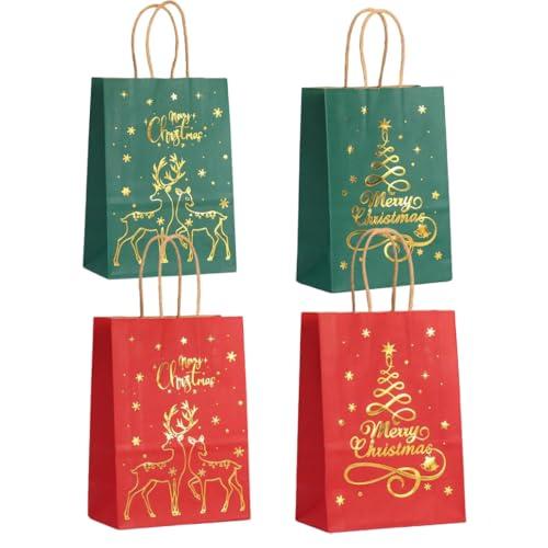 12枚セット クリスマス 手提げ紙袋 21x15cm ラッピング 袋 角底袋