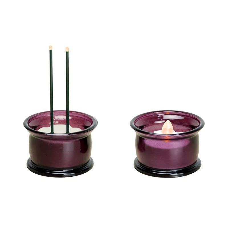 VANJOH 手元供養三面額CA*木製飾り台L3921BR*仏具・花4点セットWI*LEDローソク・線香2点セットWI 106758_3