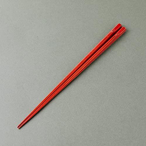 香川漆器 高級 天然竹 21.5cm 伝統工芸士 中田陽平 六角 竹乃箸 朱 赤 日本製 G-64421の画像