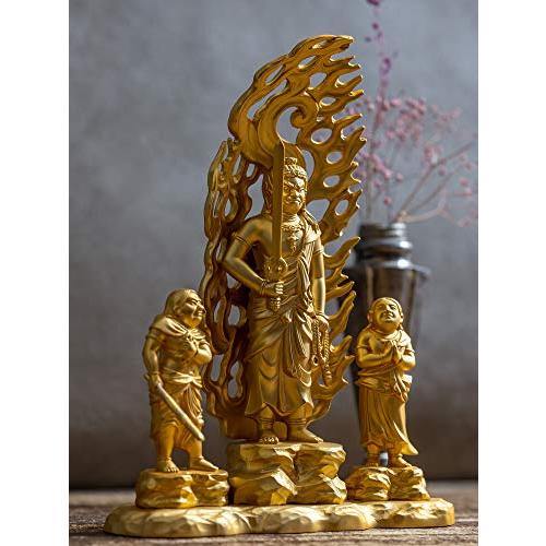 仏像 童子不動明王 16cm(金メッキ/24金) 仏師：牧田秀雲 原型＿ 酉年