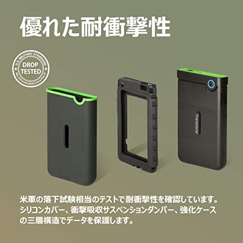 Transcend ポータブルHDD 4TB 耐衝撃 USB3.1 Gen1 アイロングレー 3年