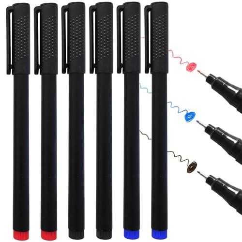 ホワイトボードマーカー 0.5mm 極細 6本セット 黒 青 赤 インク量充分
