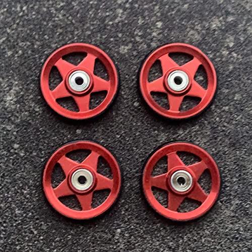 ミニ四駆 19mm 5スポークプラ輪ベアリングローラー x4 (レッド