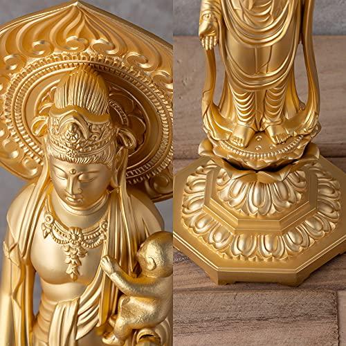 仏像 慈母観音菩薩 20cm 金メッキ/24金 仏師：牧田秀雲 原型＿子安観音 子育て観音 高岡銅器(じぼかんのんぼさつ/L)_5