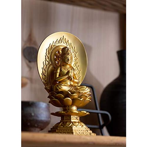 仏像 大日如来 15.5cm 金メッキ/24金  仏師：牧田秀雲 原型＿ 未・申年生まれ  十二支守り本尊 干支 高岡銅器(だいにちにょらい)の画像