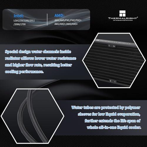 Thermalright Frozen Notte 360 BLACK ARGB V2 水冷CPUクーラー、360ブラックCPUクーラー仕様、ダブルPWMファン、S-FDB ベアリング、AMD/AM4 AM5，Intel LGA 1700_2