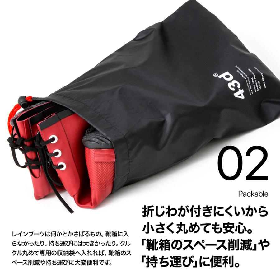 レインブーツ ショート レディース パッカブル おしゃれ 軽量 折りたたみ 長靴 リボン 編み上げ 43DEGREES 43d | 43DEGREES | 14