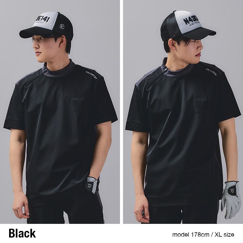 【新品】UTAA　ゴルフウェア　トップス　モックネック　半袖　ブラック　黒　S adidas（アディダス） ゴルフウェア 半袖シャツ 秋 冬 コードカオス