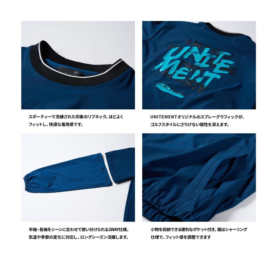 unitement 【最新作】ゴルフウェア メンズ 2Way 長袖 半袖 ゴルフ