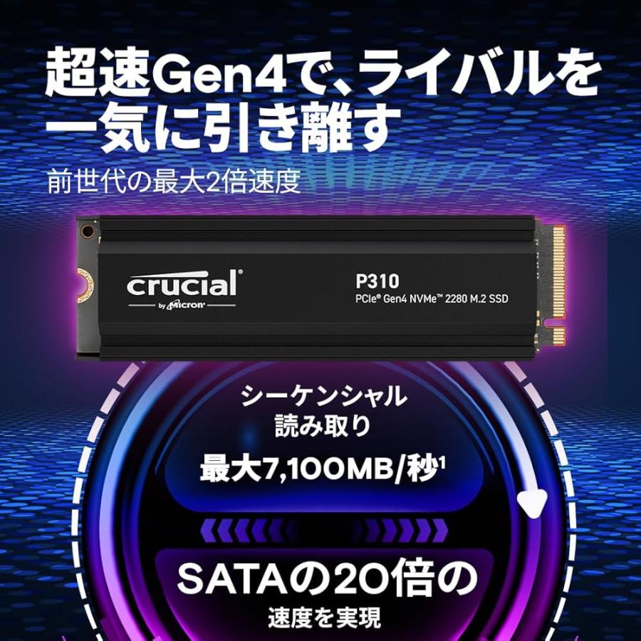 Crucial(クルーシャル) P310 1TB ヒートシンク付き 3D NAND NVMe PCle4