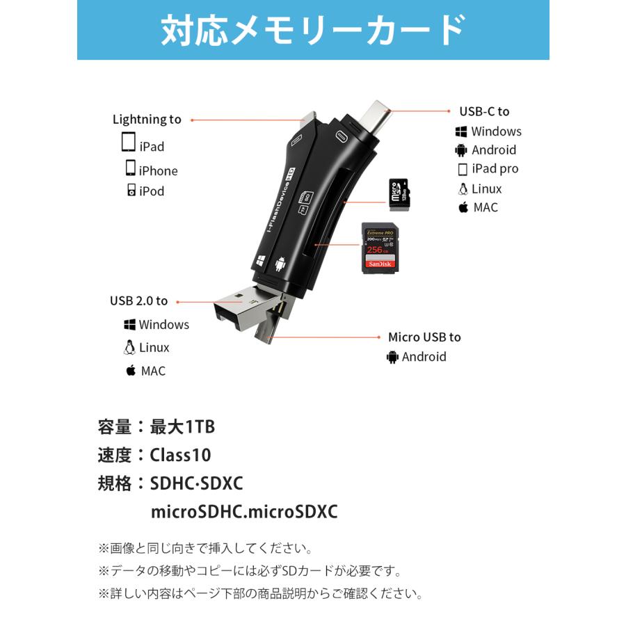 SDカードリーダー アプリ不要 バックアップ マルチカードリーダー USB メモリ 写真 保存 転送 データ 移行 スマホ 高速 ノートパソコン カメラリーダー 爆買 |  | 13