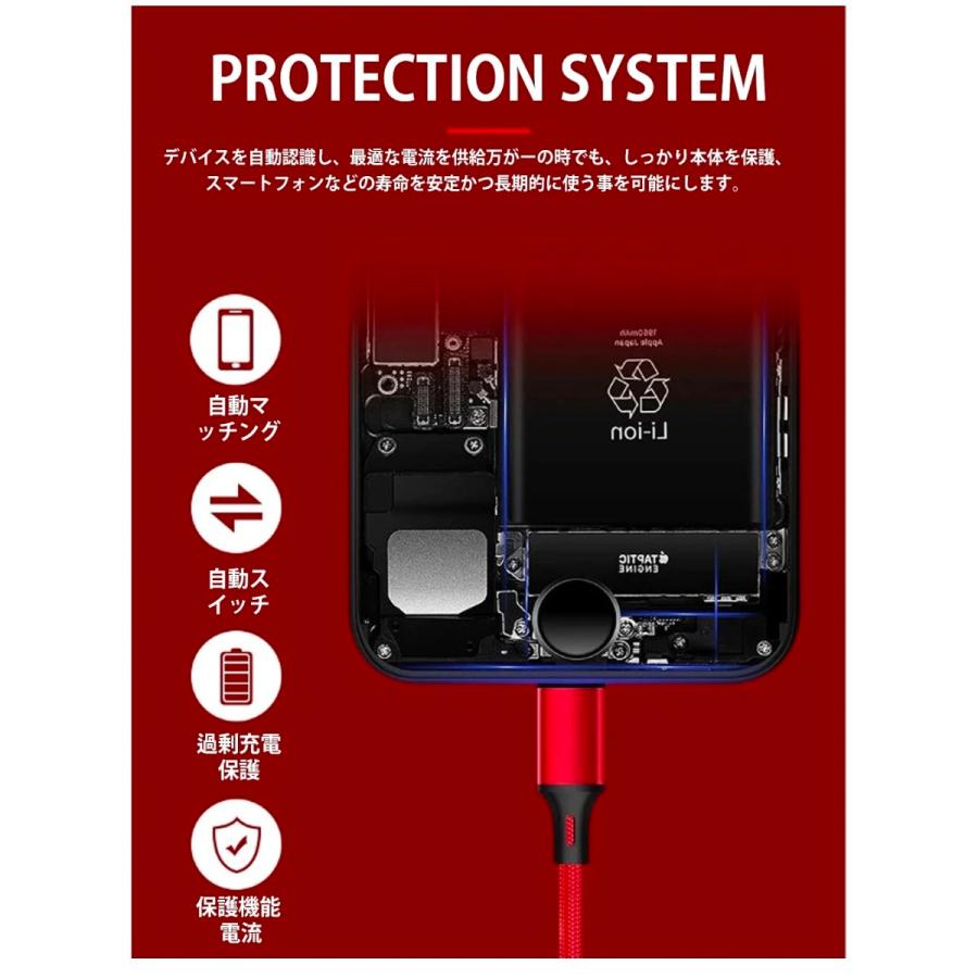 充電ケーブル iphone 3in1 充電器 ライトニングケーブル iphone