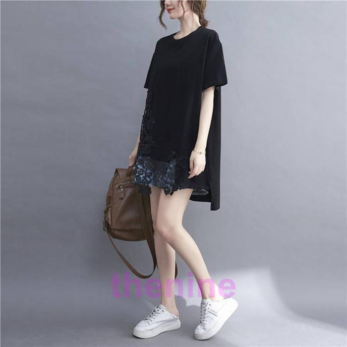 tシャツ レディース 夏 アシンメトリー 半袖tシャツ ロング カットソー