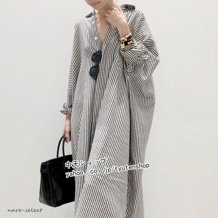 シャツワンピース ストライプワンピース uvカットロングシャツ 日よけ