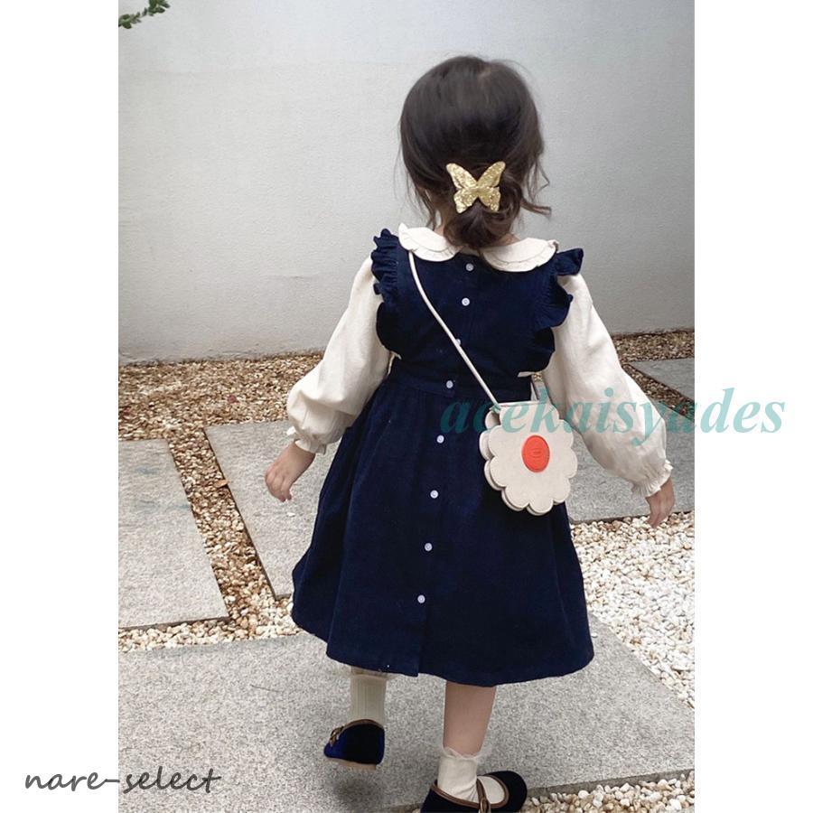 ワンピース ドレス 長袖 女の子 2点セット シャツ+ワンピース 子供 入園式 入学式 お受験 発表会 ピアノ 可愛い フレアワンピース ベビー服 ナチュラル 丸襟 | ブランド登録なし | 02