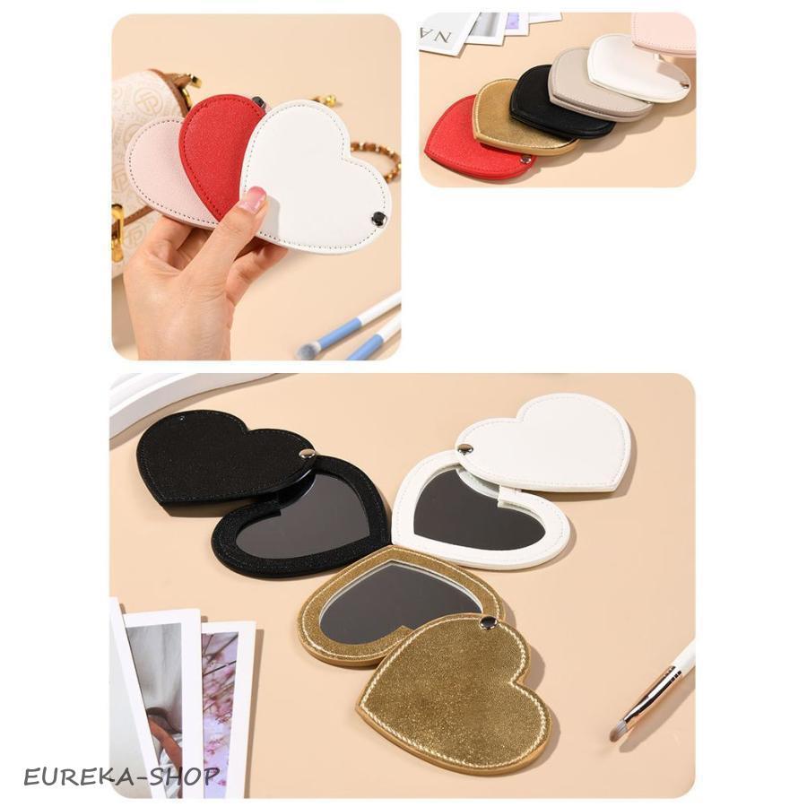 コンパクトミラー ハンドミラー 手鏡 ステンレス製 レザー調 割れない