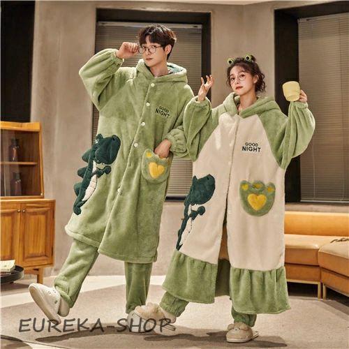 ペアパジャマ 冬 もこもこ カップル ペア ルームウェア セット 前開き