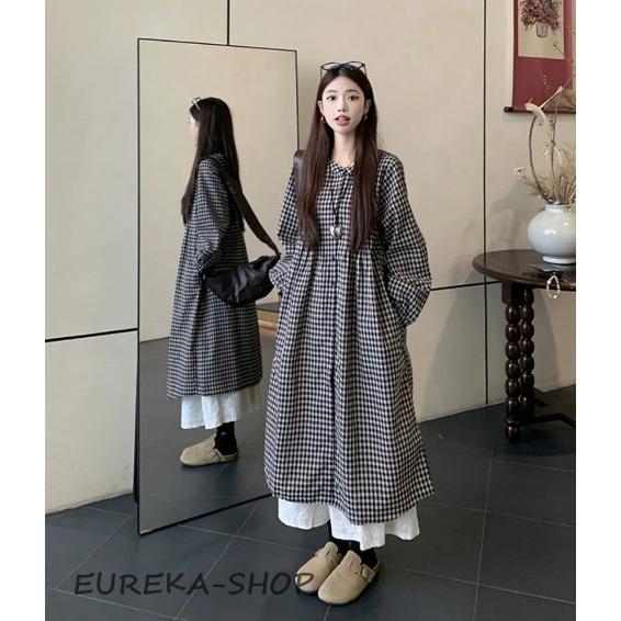 ワンピース レディース 30代 40代 冬 ロング チュニック チェック 体型