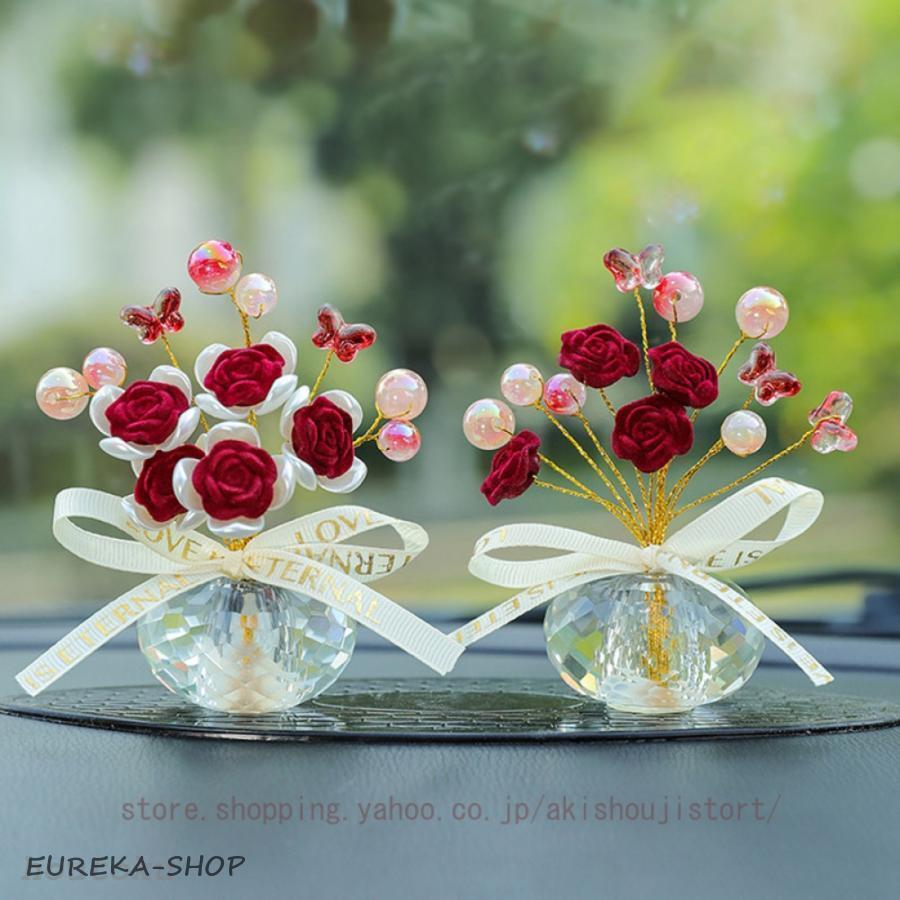 クリスタル フラワー置物 水晶花 オブジェ 枯れない花 造花 薔薇 花