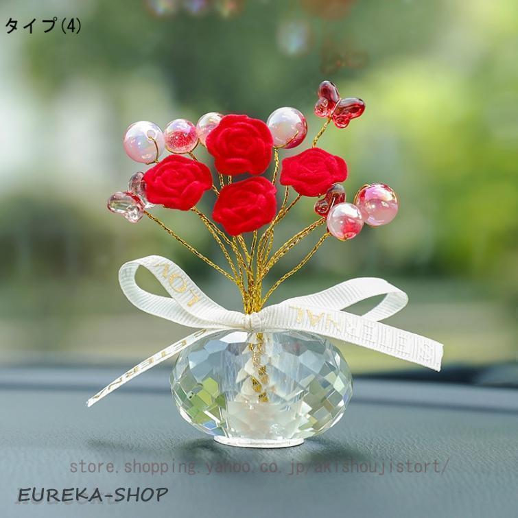 クリスタル フラワー置物 水晶花 オブジェ 枯れない花 造花 薔薇 花