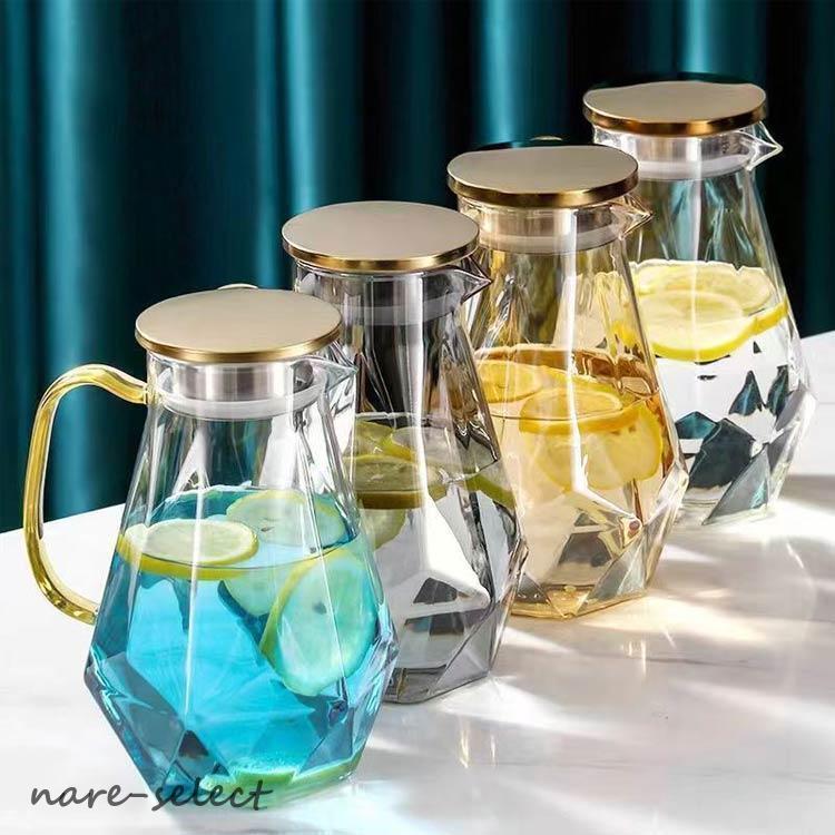 ガラス ピッチャー 1.8L 2個カップ付き 大容量 耐熱ガラス 麦茶