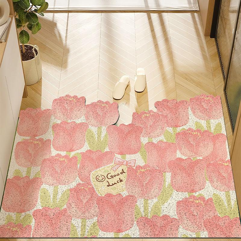 玄関 マット 室内 屋内 花柄 おしゃれ 北欧 風水 黄色 インテリア