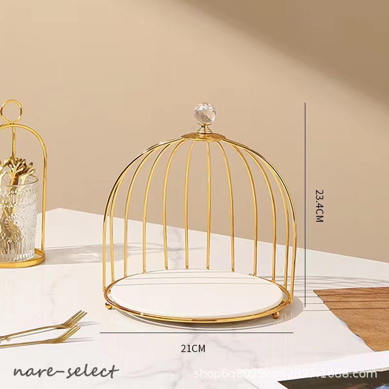ケーキスタンド 鳥ケージ型 セラミック 金属 カップケーキスタンド 2段