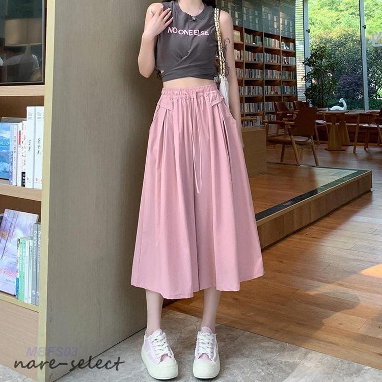 ガウチョパンツ レディース 春夏 薄手 涼しい ワイドパンツ ウエスト