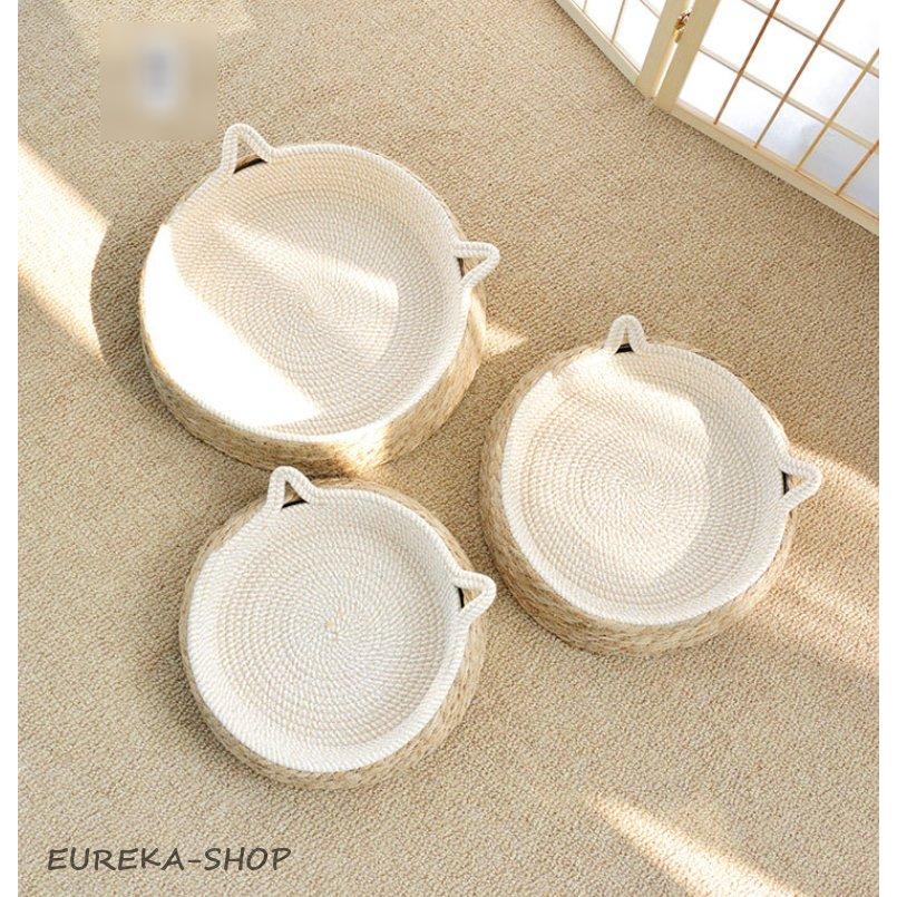 藤製和風猫ハウス 夏用半密閉型 籐編みペットベッド オールシーズン