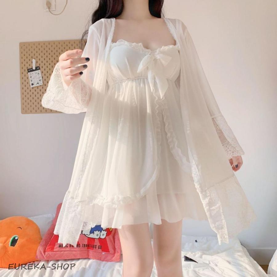 ネグリジェ 姫系 レディース ワンピースパジャマ ロングワンピース 刺繍レース 大きいサイズ ホームウェア ナイトドレス 半袖 冷え対策 吸汗 ...