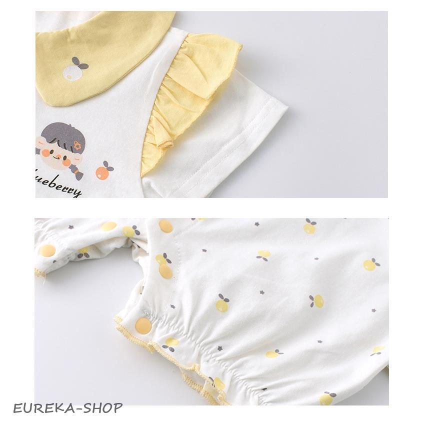 ベビー服 ロンパース 半袖 カバーオール 女の子 前開き 綿 コットン 春