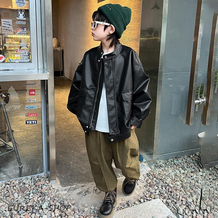 キッズ革ジャン 春秋冬 レザージャケット 男の子 子供 皮ジャン