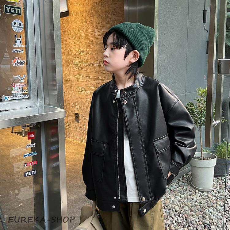 キッズ革ジャン 春秋冬 レザージャケット 男の子 子供 皮ジャン