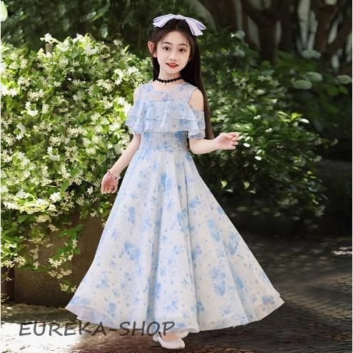 子供服 花柄 ワンピース ボヘミアン ロング 女の子シフォン 半袖 オフ