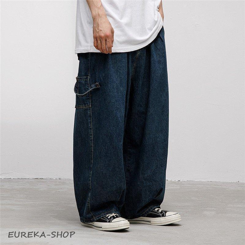 極太 デニムパンツ メンズ ジーンズ ヒップホップ ワイド バギーパンツ