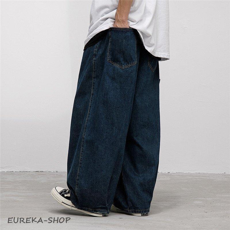 極太 デニムパンツ メンズ ジーンズ ヒップホップ ワイド バギーパンツ